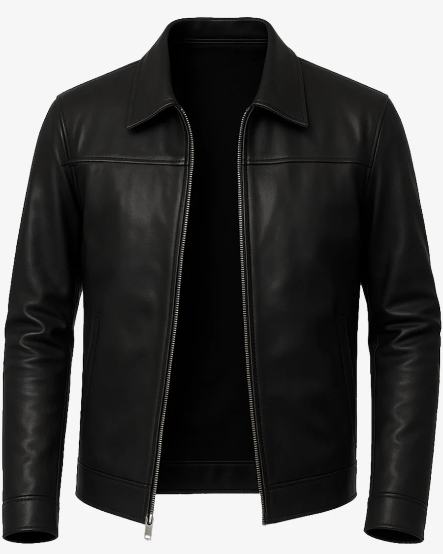 Men's Classic Black Leather Shirt Jacket 5