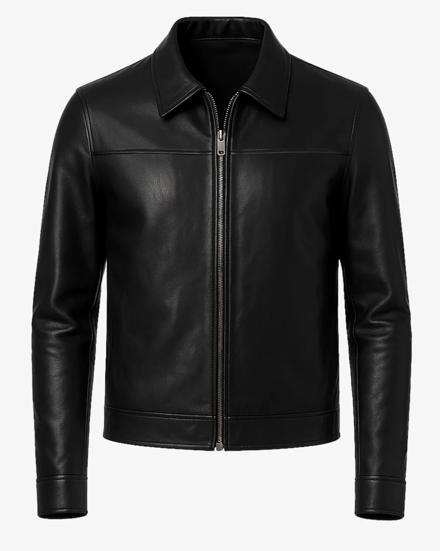 Men's Classic Black Leather Shirt Jacket 2