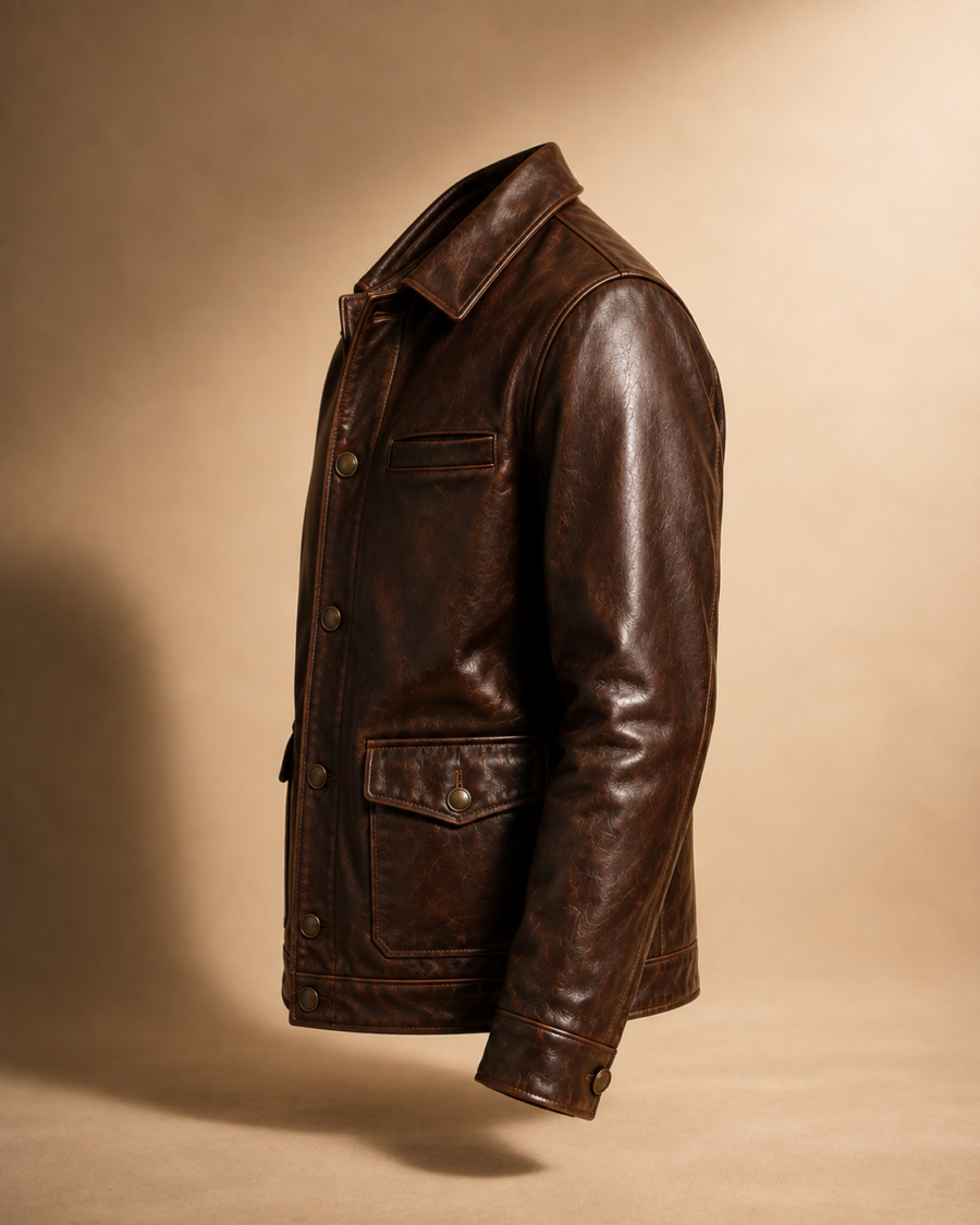 Vintage Brown Leather Field Jacket 4