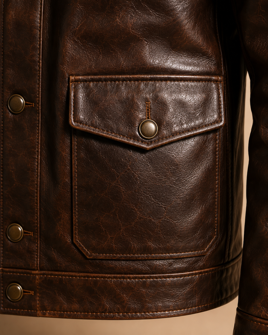 Vintage Brown Leather Field Jacket 2