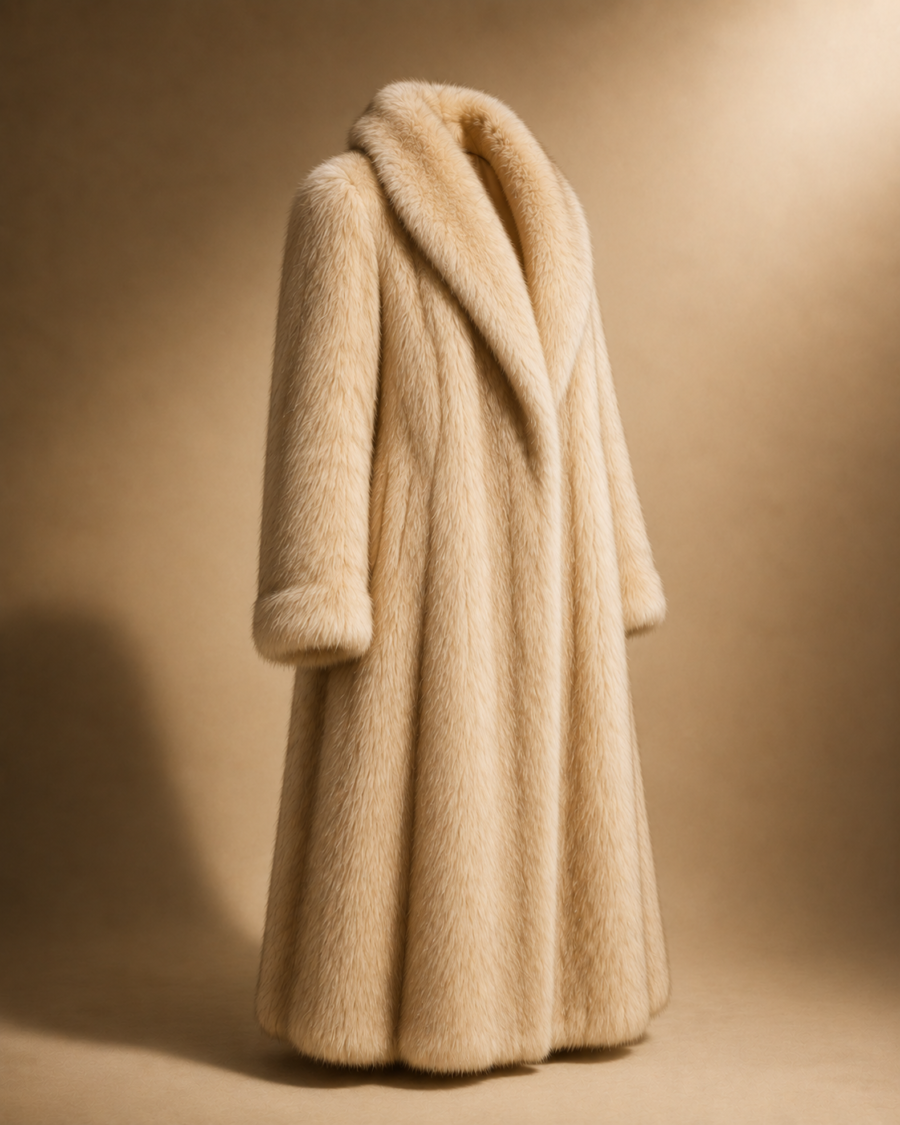Luxury Ivory Fox Fur Long Coat 3