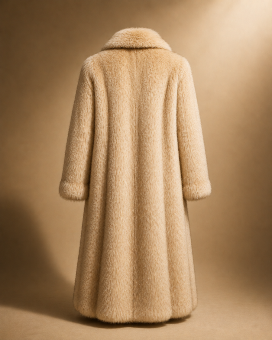 Luxury Ivory Fox Fur Long Coat 2