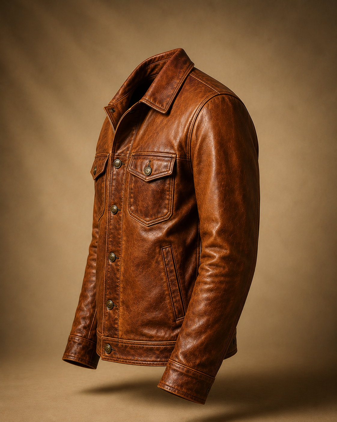Vintage Distressed Brown Leather Jacket - Image 3