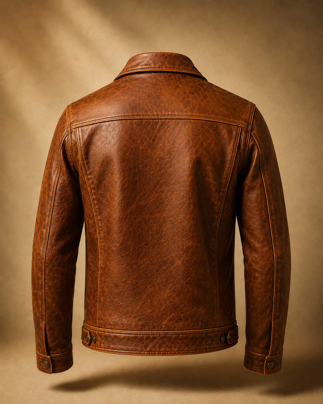 Vintage Distressed Brown Leather Jacket - Image 2