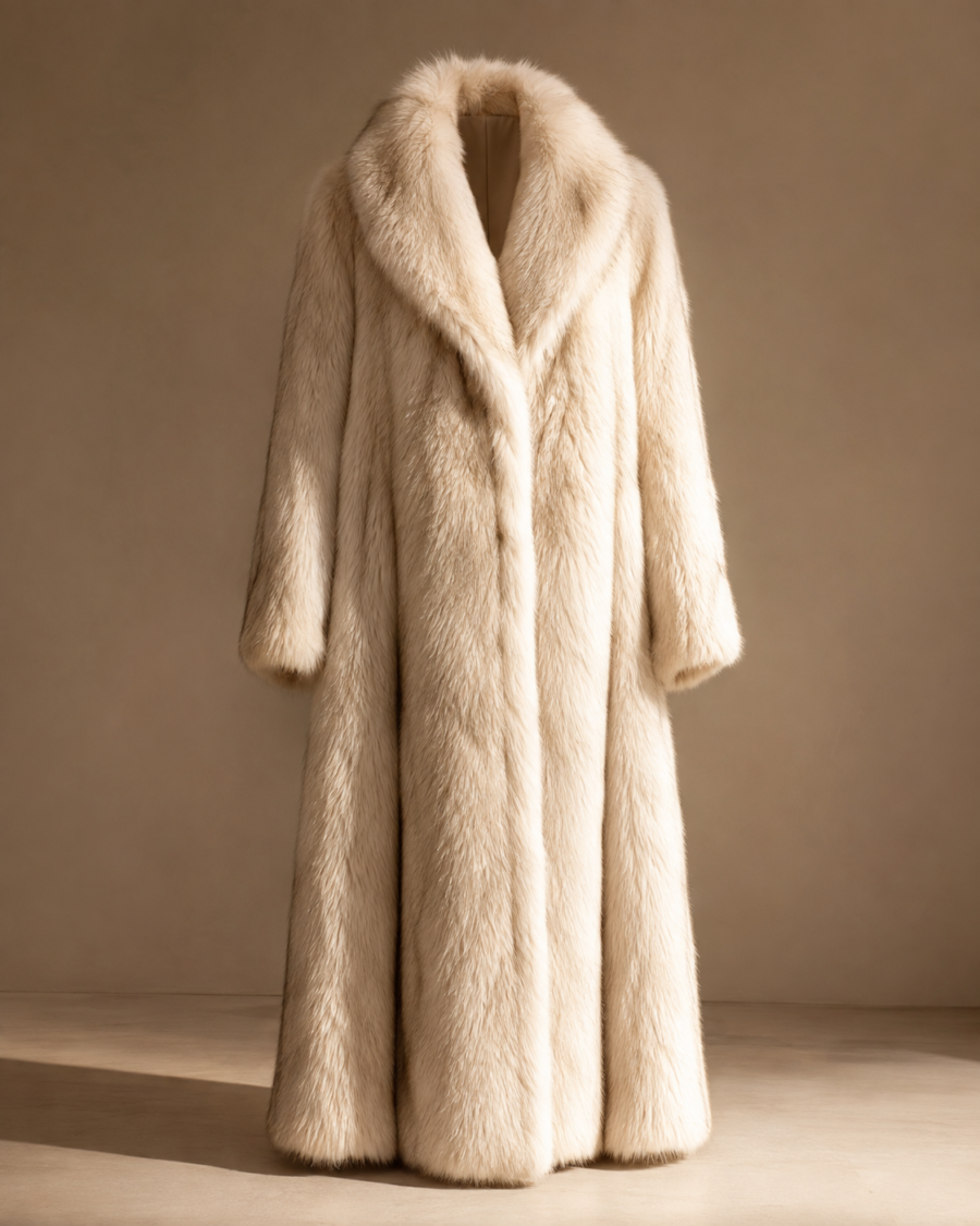 Ivory Luxe Long Fur Coat