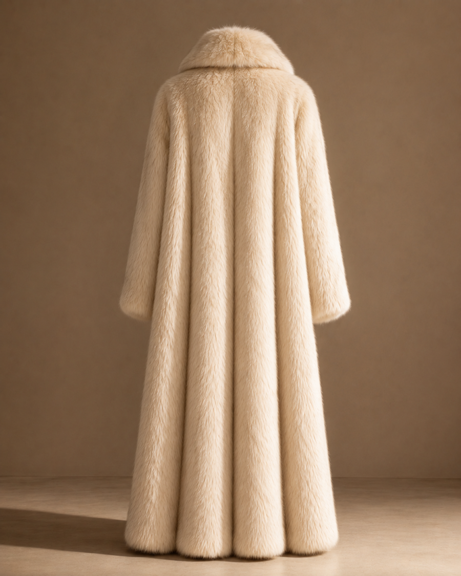 Ivory Luxe Long Fur Coat 2