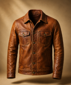 Vintage Distressed Brown Leather Jacket
